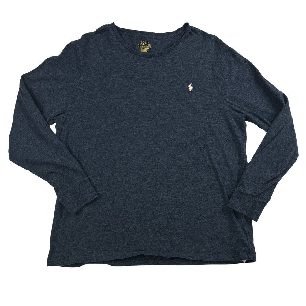 Polo Ralph Lauren Shirt Mens XL Custom Slim Fit Long Sleeve Navy Logo